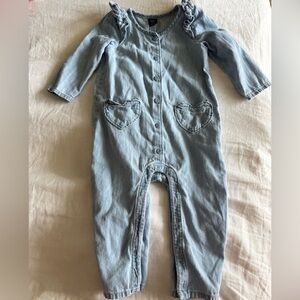 GAP baby chambray denim heart romper